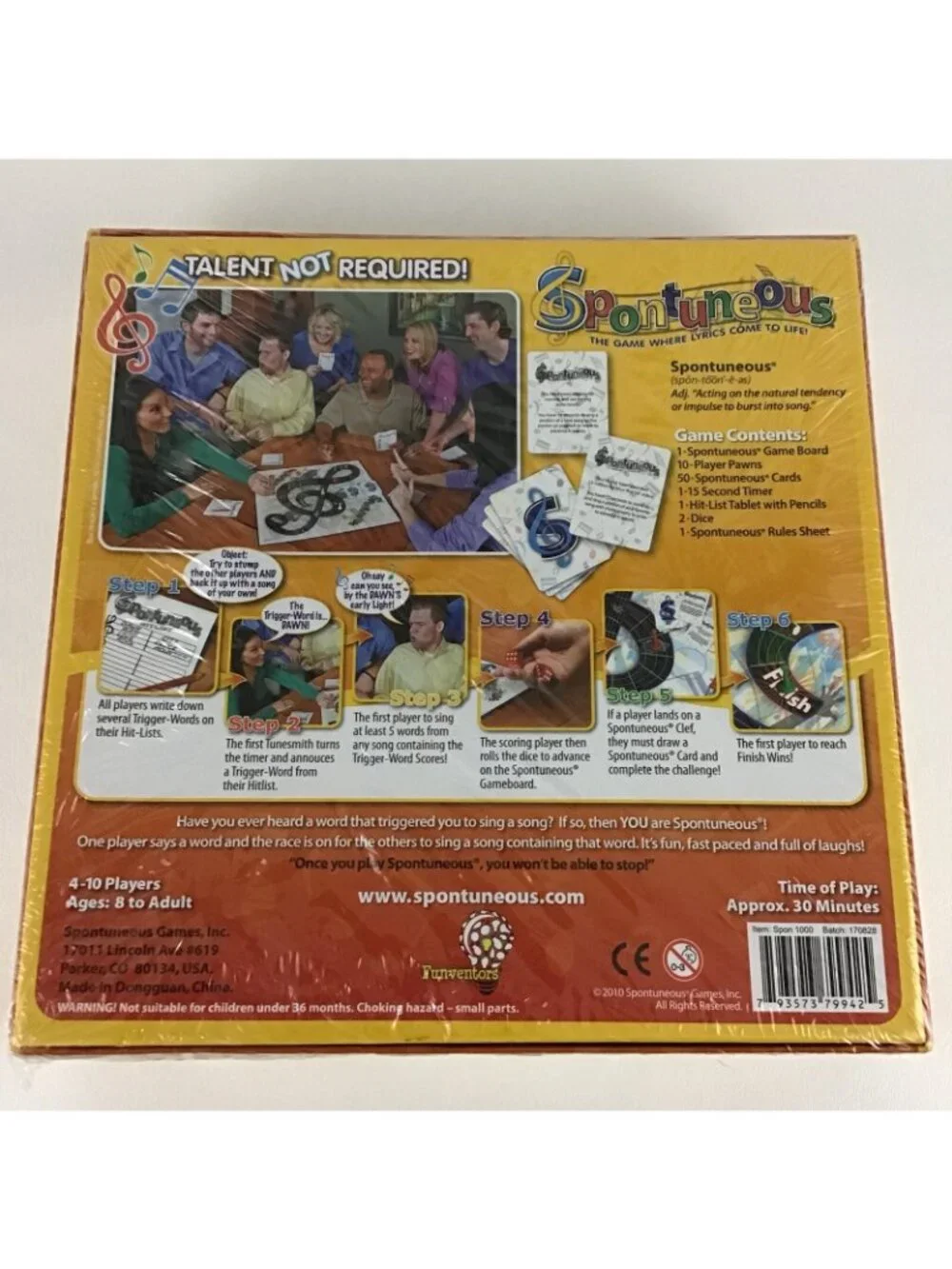 Spontunesous Song Lyric Board Game 2010 Family Game Night Sing Shout New Sealed